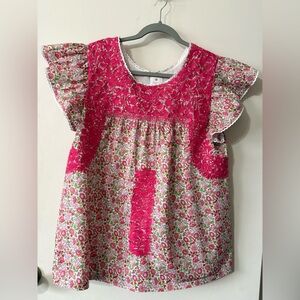 Chic J Marie Embroidered Spring Summer Blouse Ruffle Sleeve . Lined Size L